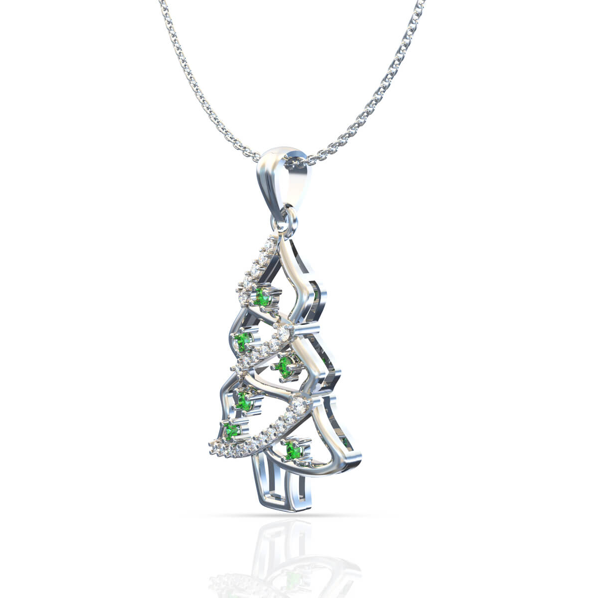 Stunning Christmas Tree White Gold Pendant