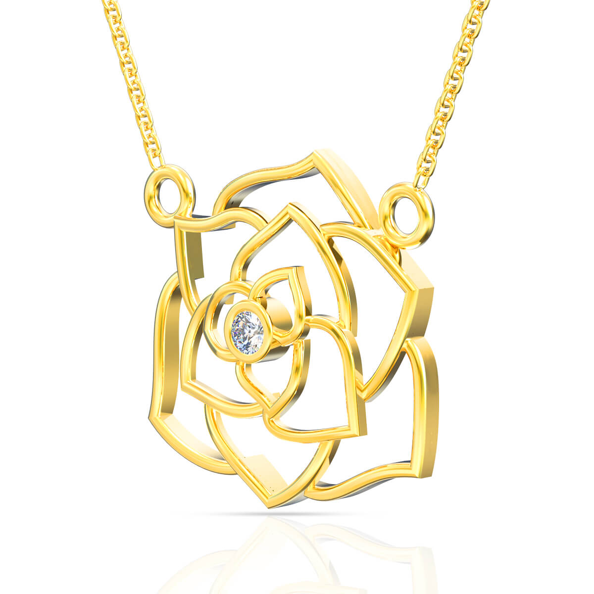 Delicate Rose Charm Gold Pendant