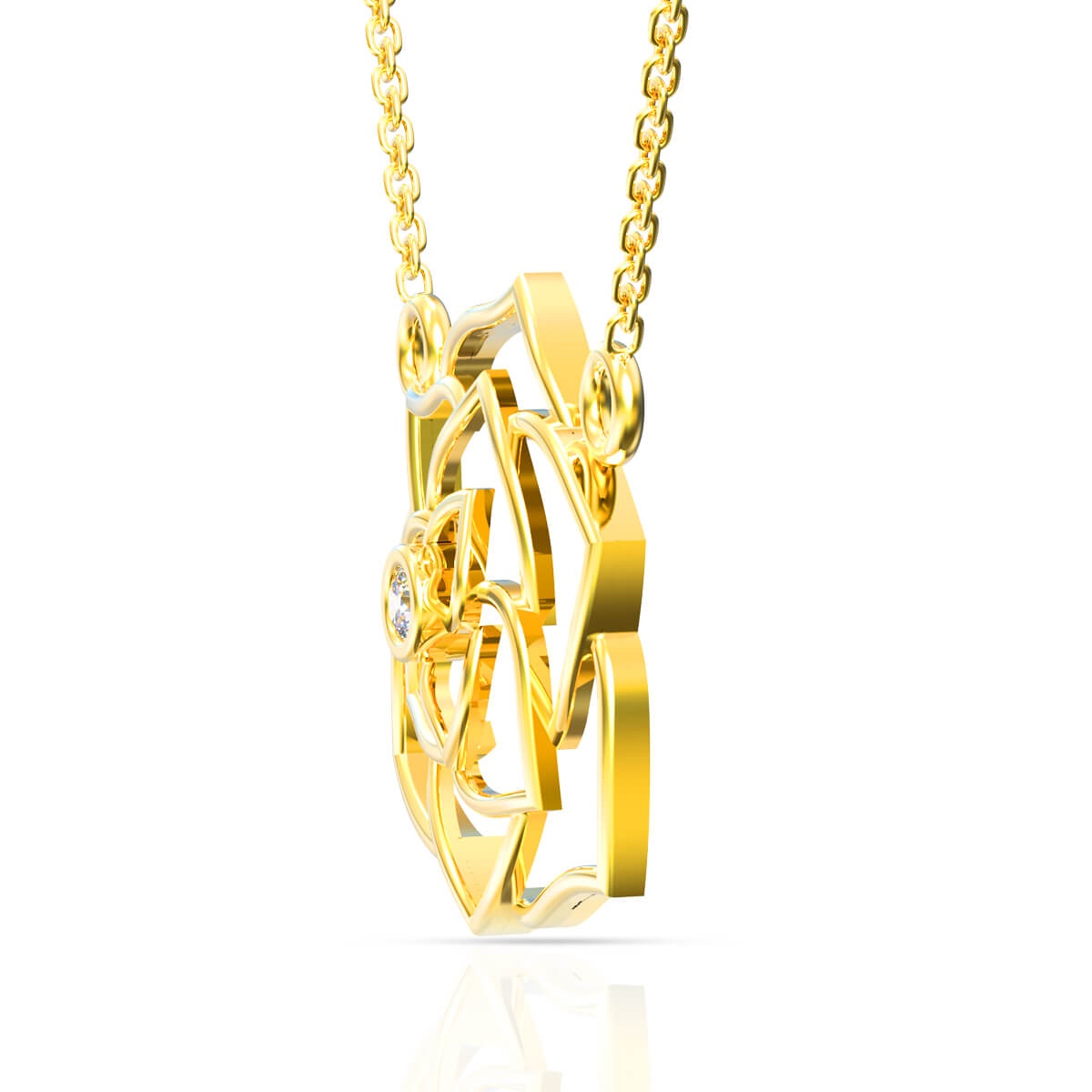 Delicate Rose Charm Gold Pendant
