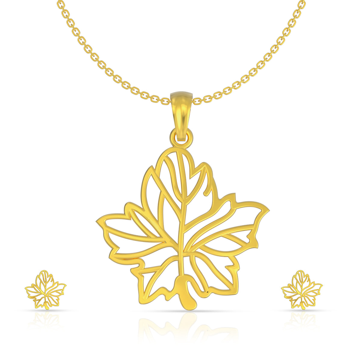 Gleaming Grace Leaf 22K Gold Pendant