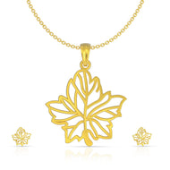 Gleaming Grace Leaf 22K Gold Pendant