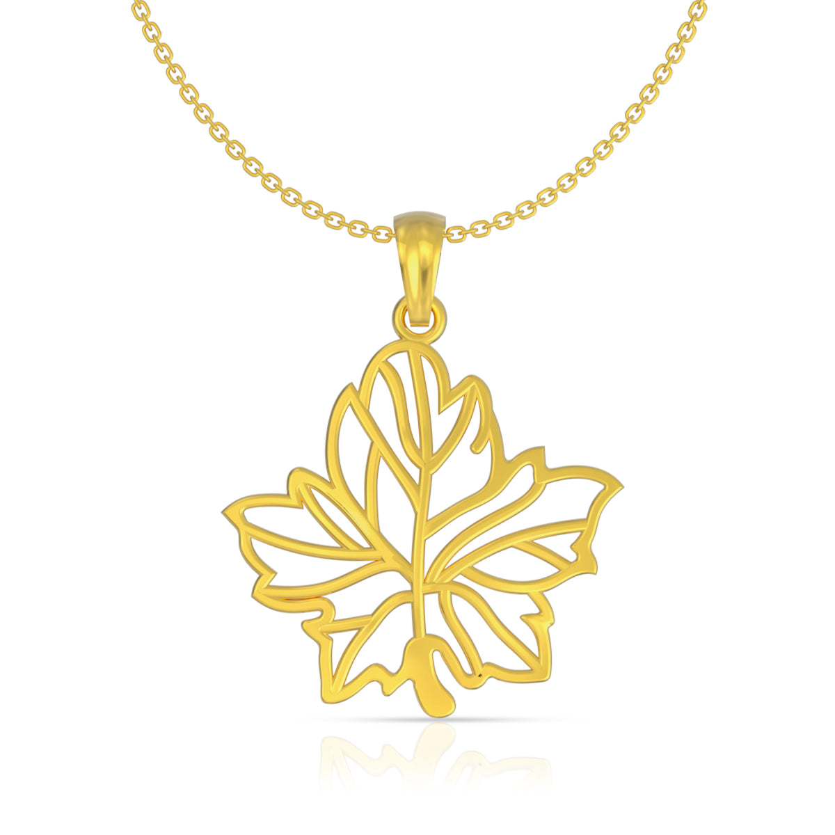Gleaming Grace Leaf 22K Gold Pendant