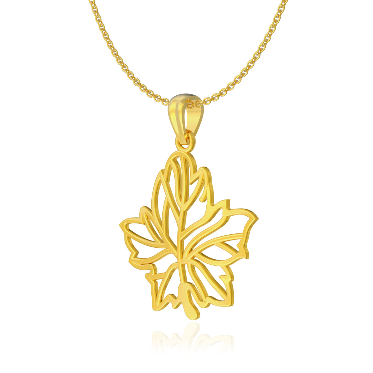 Gleaming Grace Leaf 22K Gold Pendant