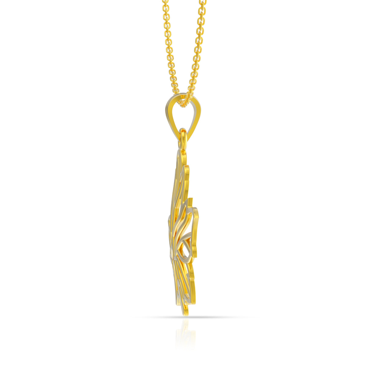 Gleaming Grace Leaf 22K Gold Pendant
