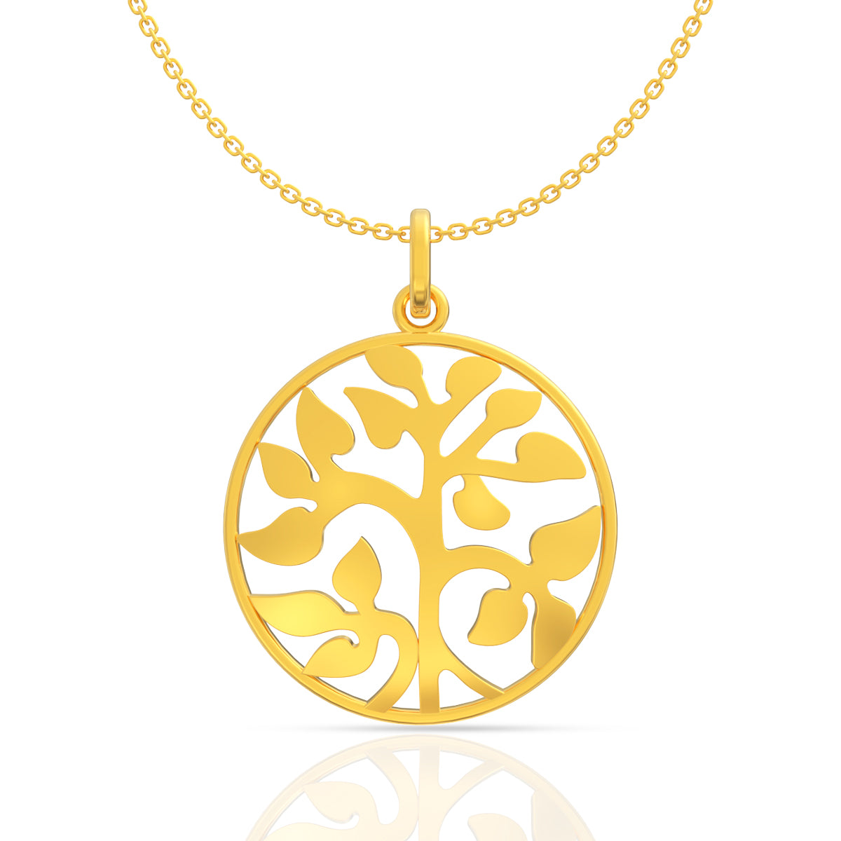 Polished Glow 22K Gold Foliage Pendant