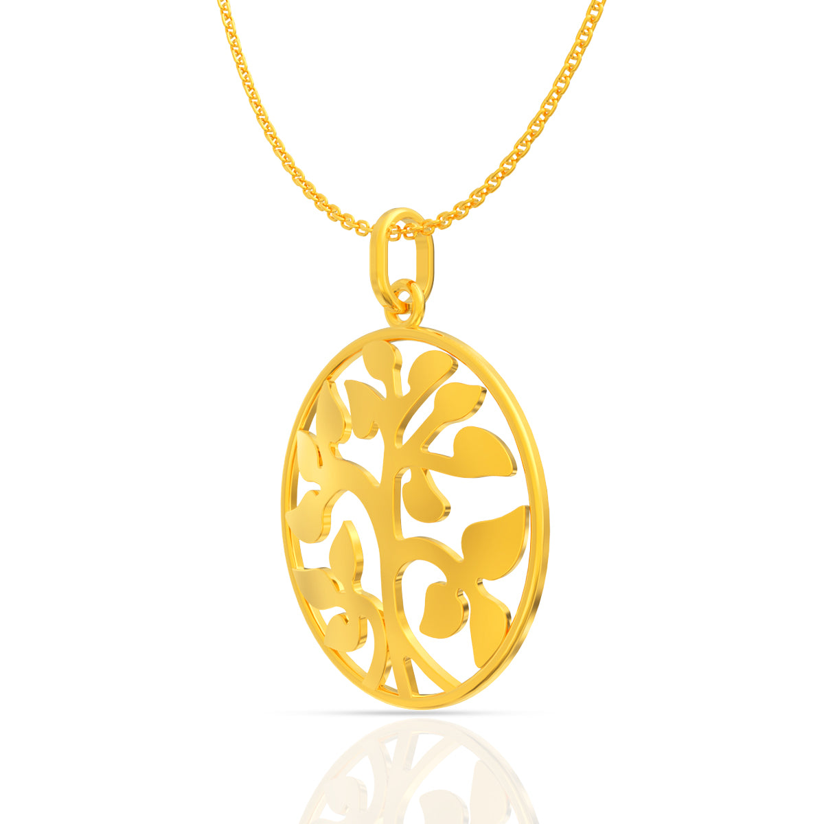 Polished Glow 22K Gold Foliage Pendant