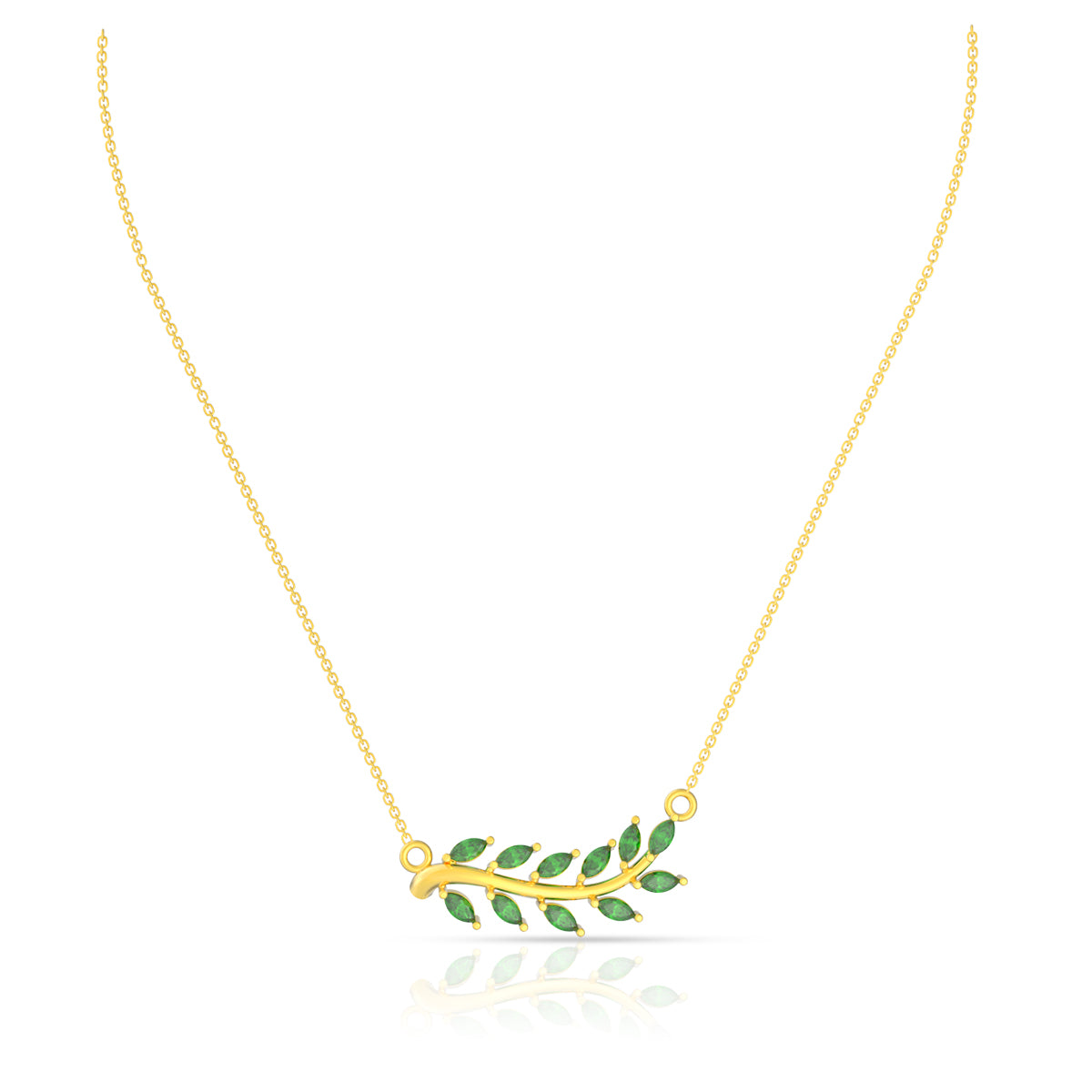 22K Mesmeric Jade Foliate Gold Short Necklace