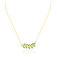 22K Mesmeric Jade Foliate Gold Short Necklace