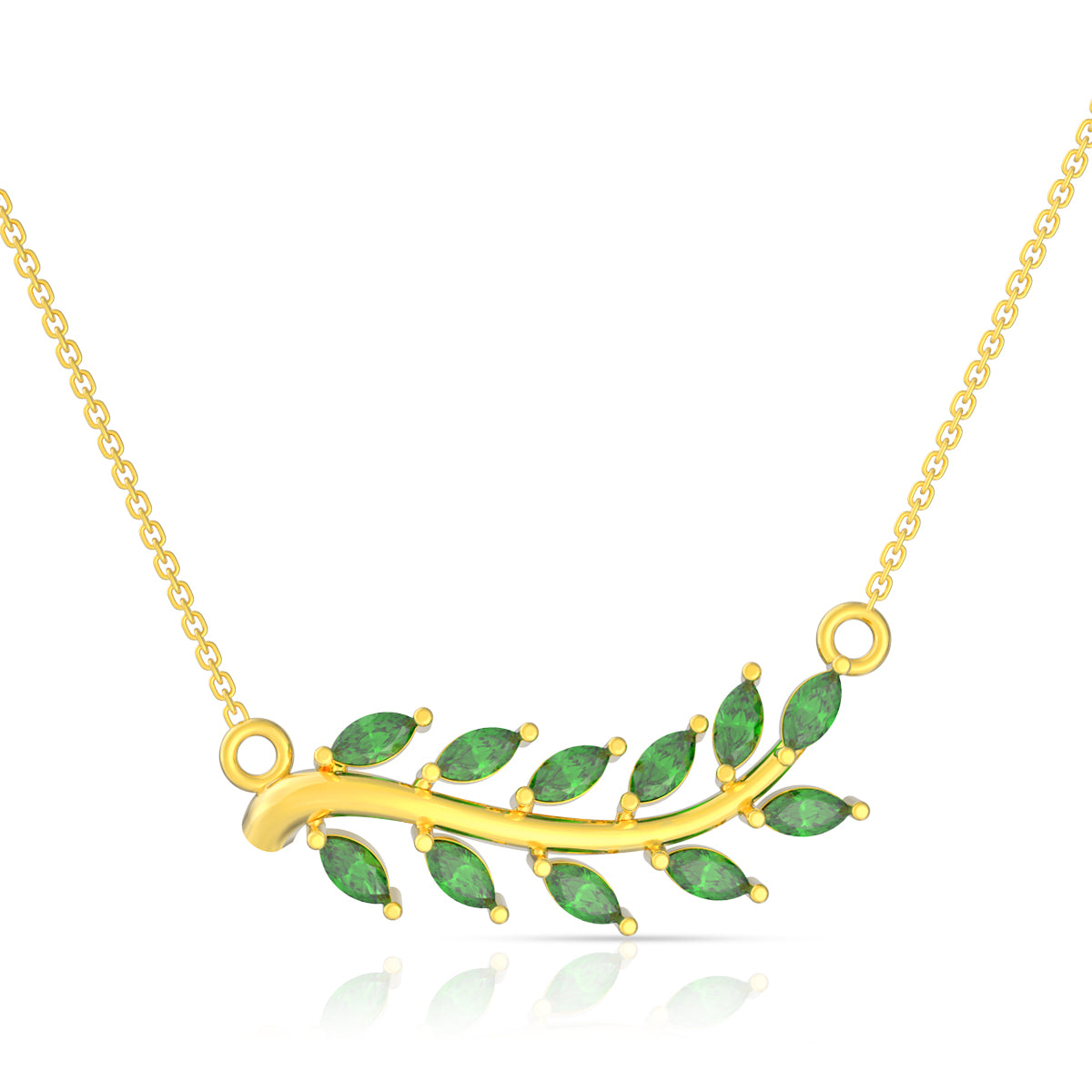 22K Mesmeric Jade Foliate Gold Short Necklace