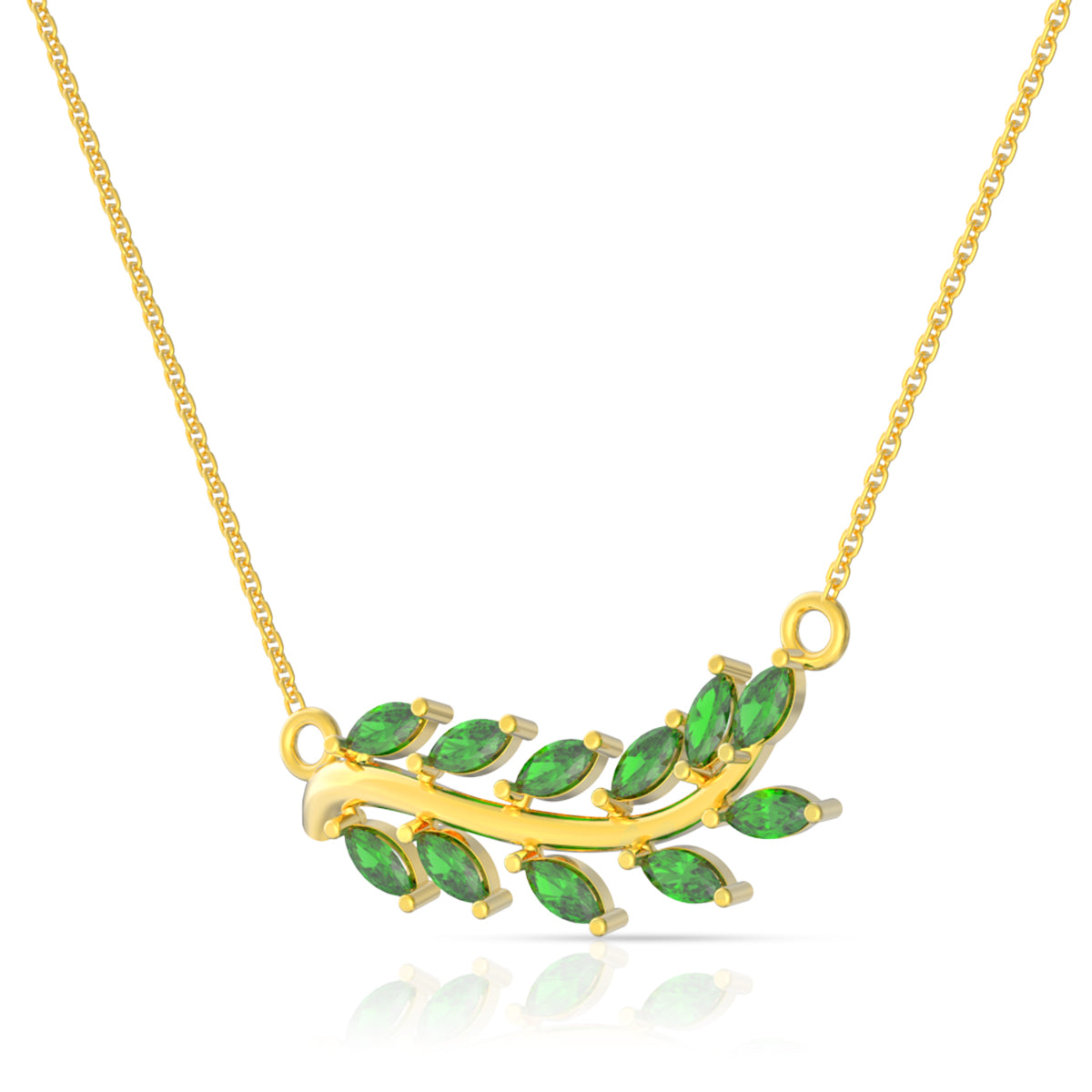 22K Mesmeric Jade Foliate Gold Short Necklace