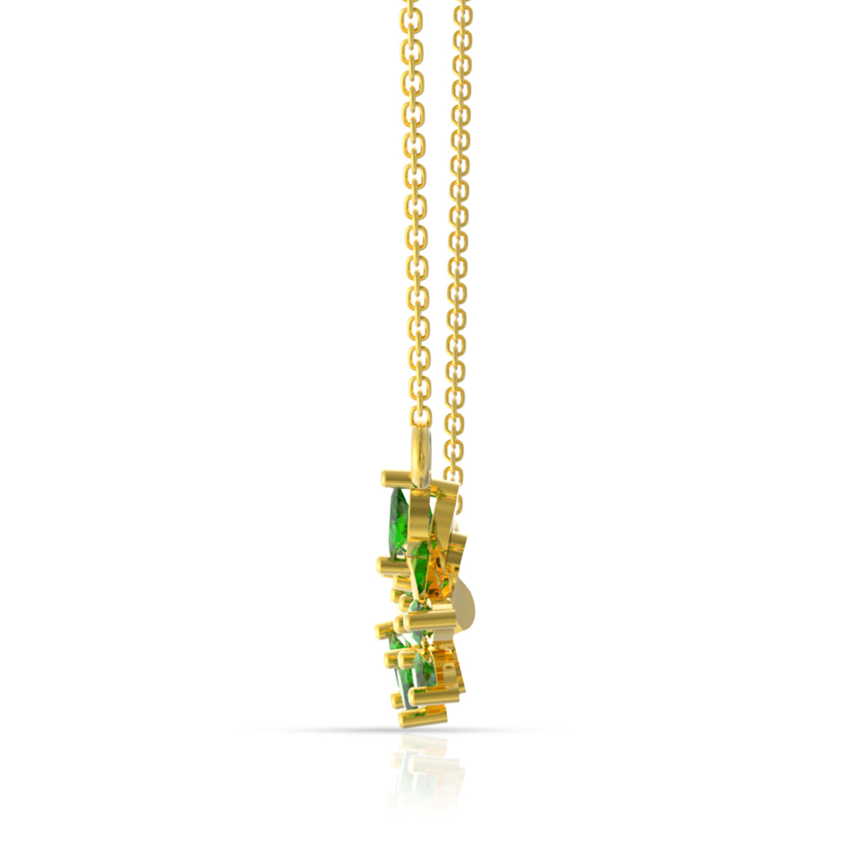 22K Mesmeric Jade Foliate Gold Short Necklace