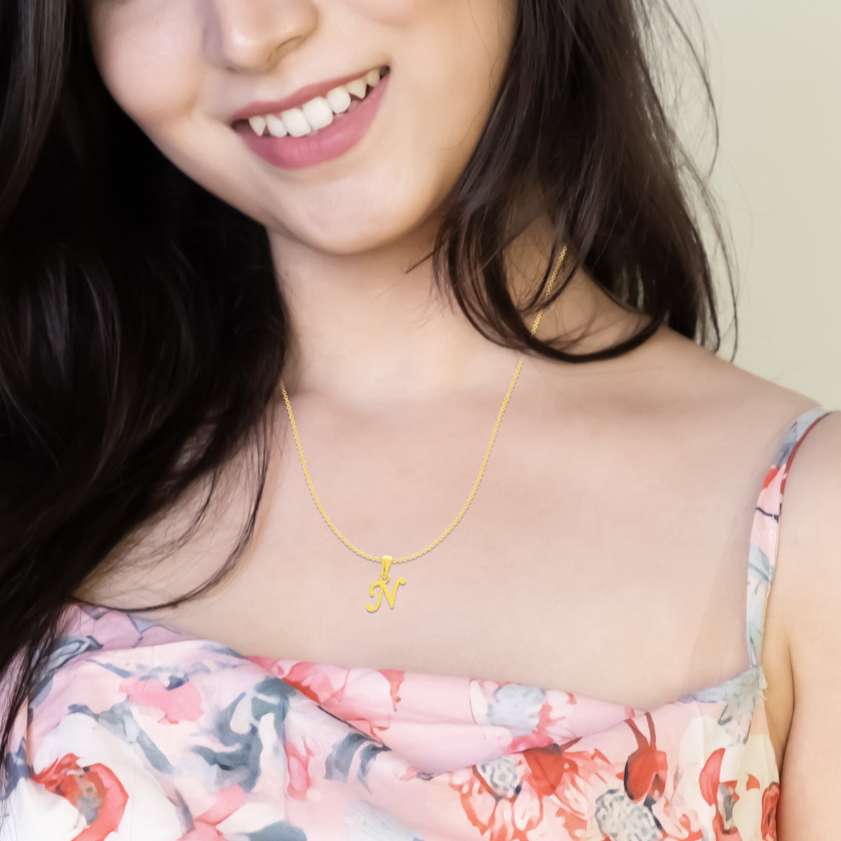 Nostalgia "N" Letter Gold Pendant
