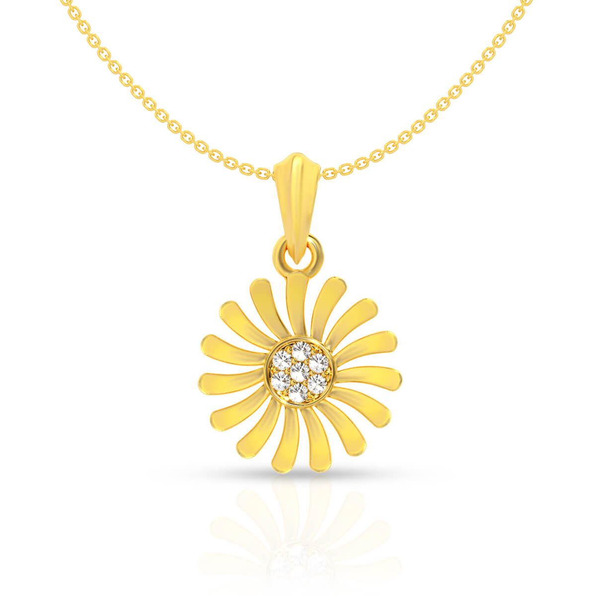 Gleaming Golden Sunflow Elegance Pendant 22K