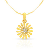 Gleaming Golden Sunflow Elegance Pendant 22K