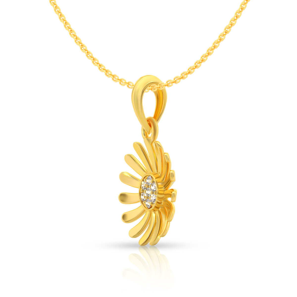 Gleaming Golden Sunflow Elegance Pendant 22K