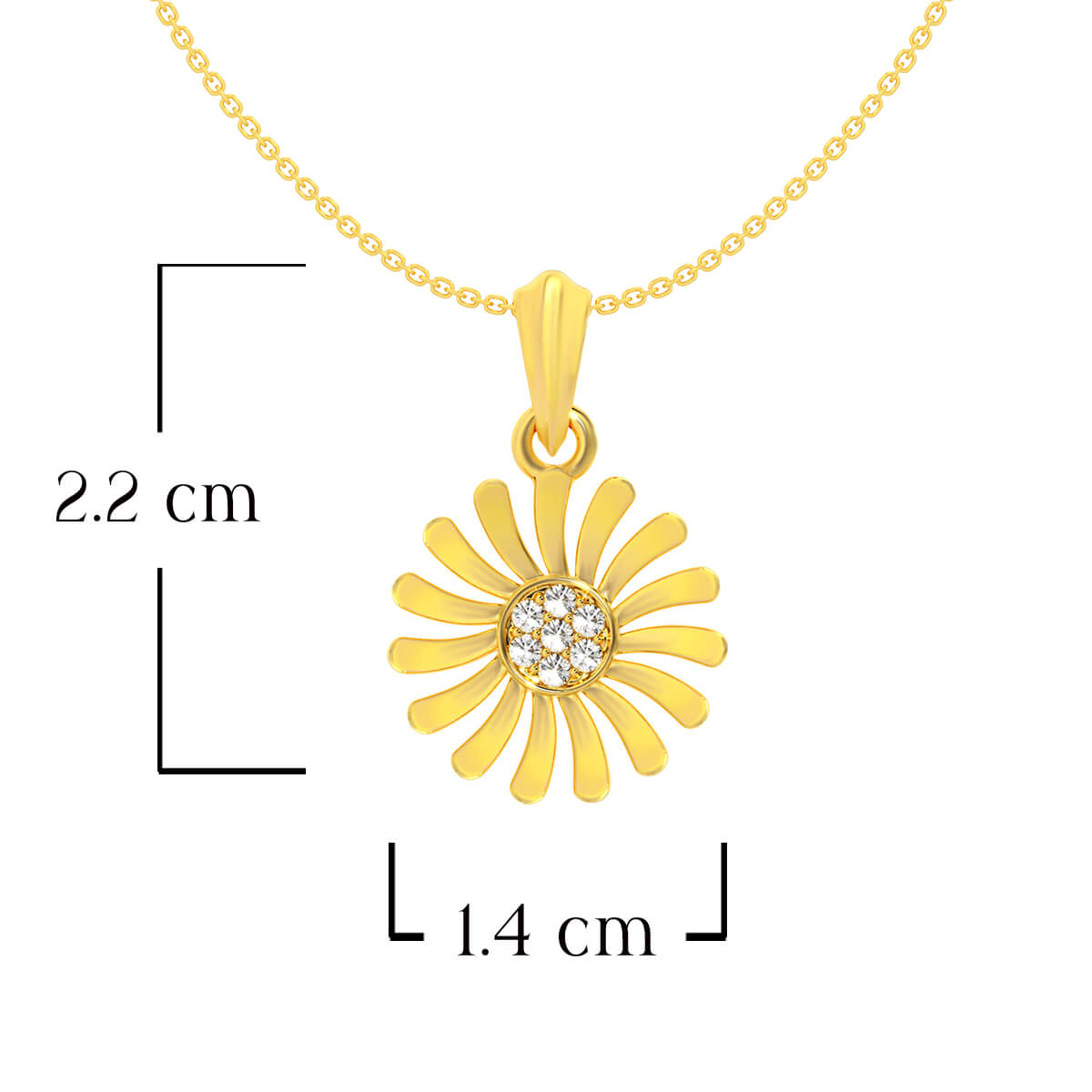 Gleaming Golden Sunflow Elegance Pendant 22K