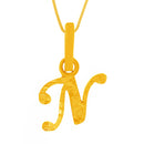 Effortless Sleek "N" Alphabet Gold Pendant