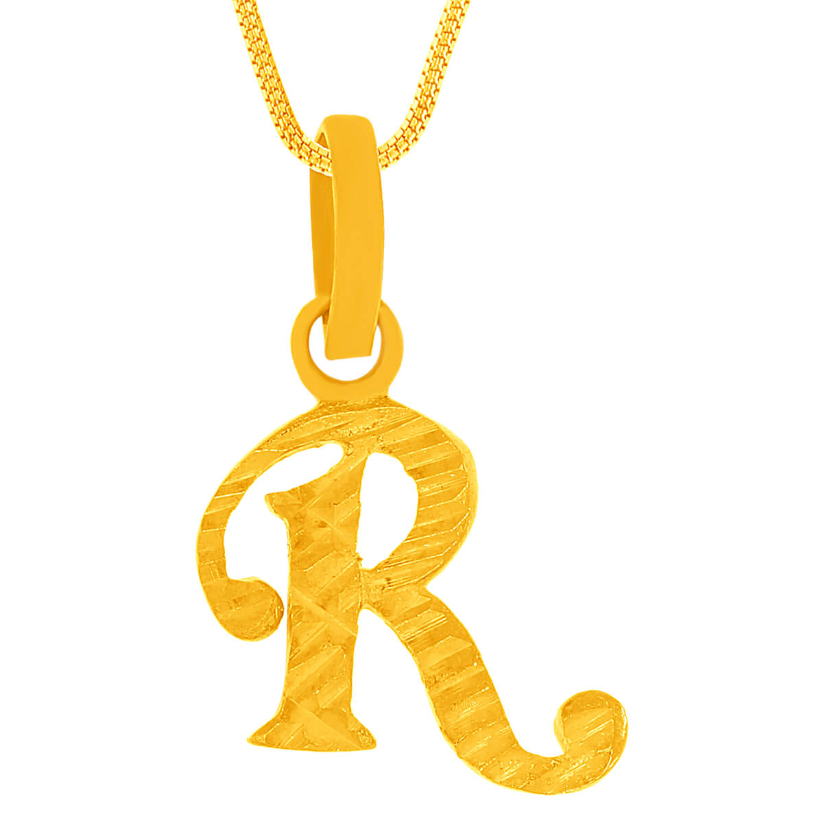 Radiant "R" Alphabet Gold Pendant