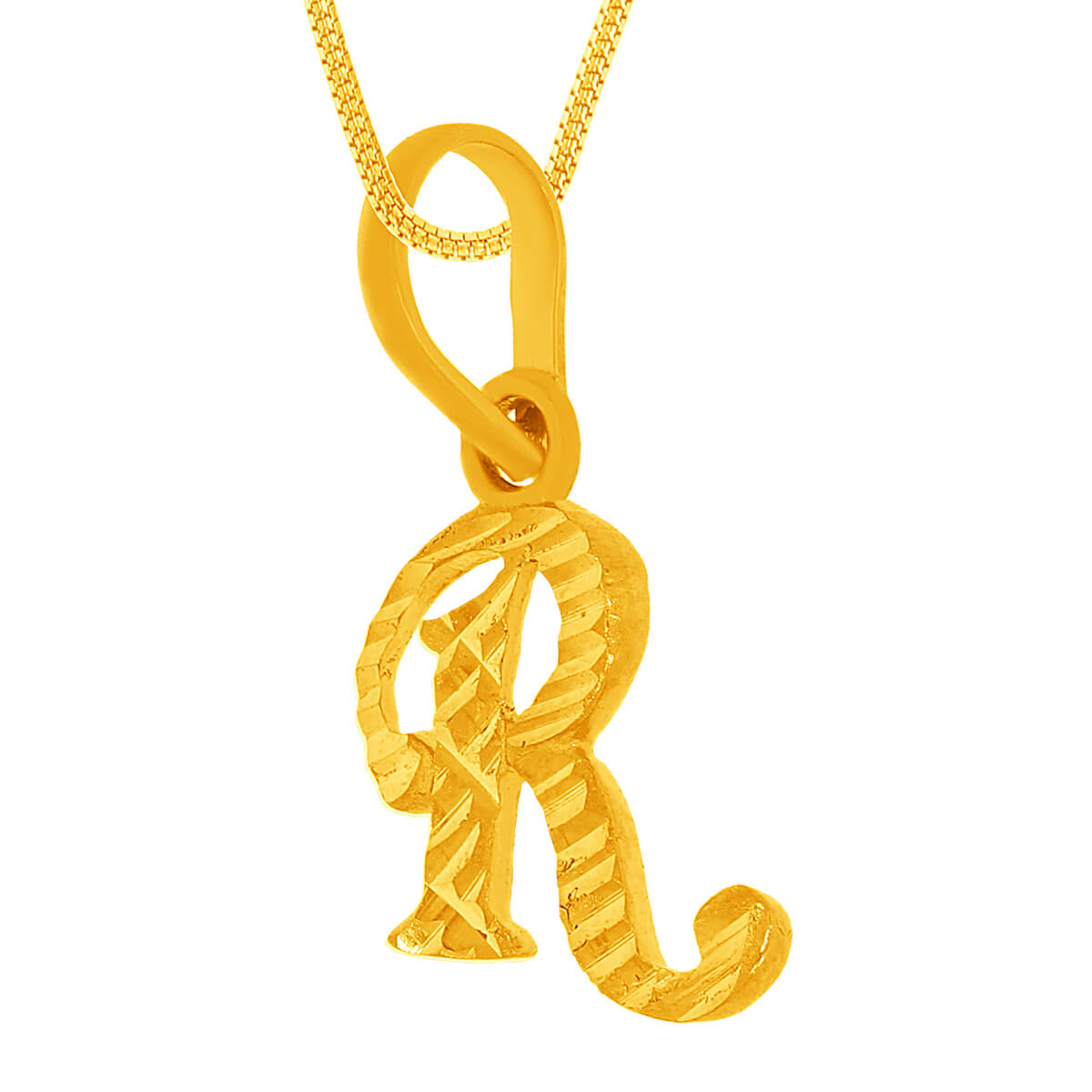 Radiant "R" Alphabet Gold Pendant