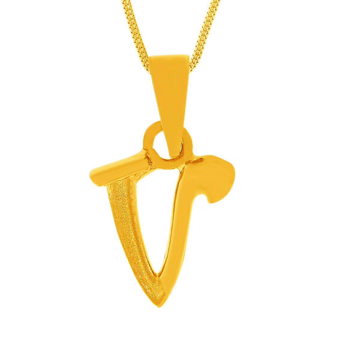 Vivid "V" Alphabet Gold Pendant