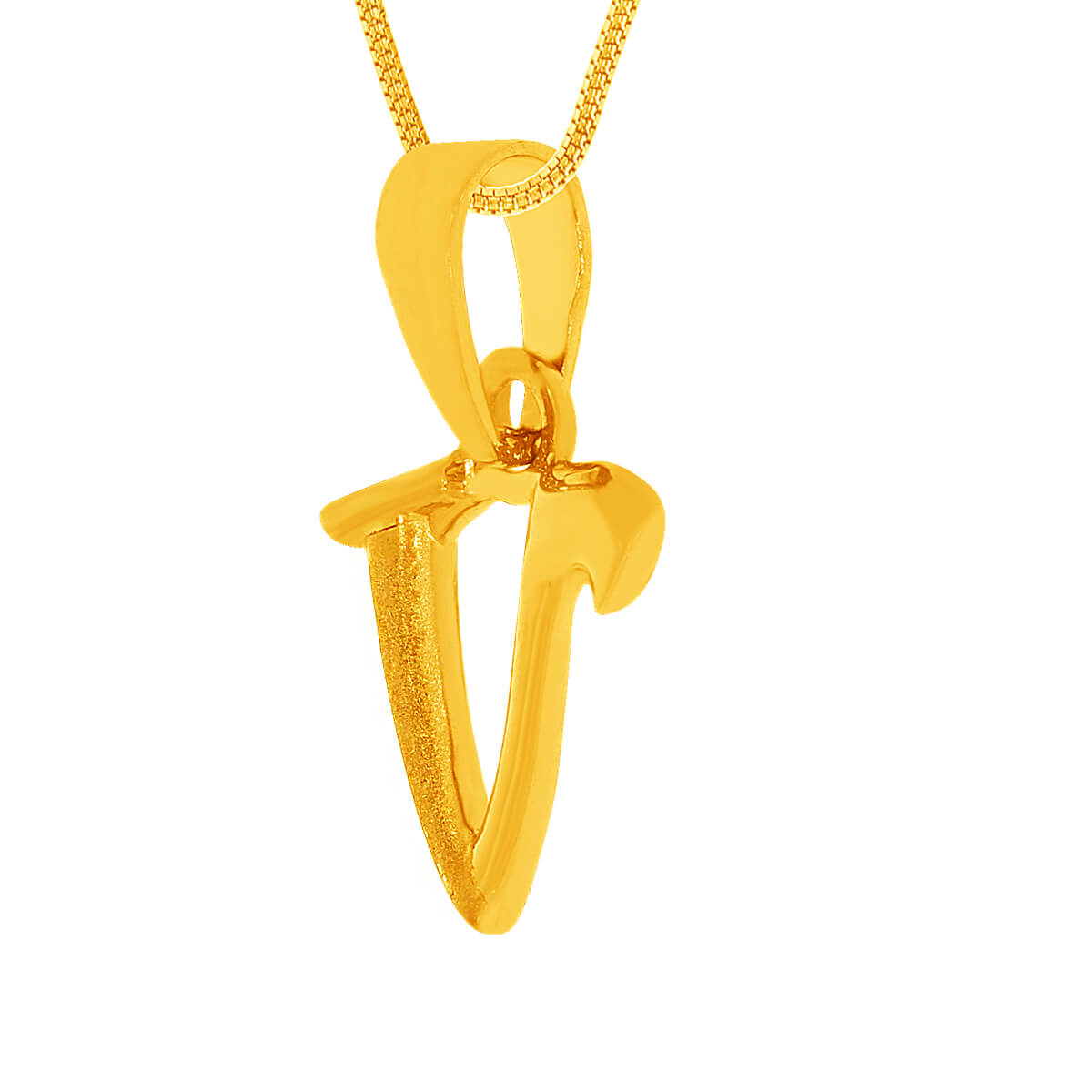 Vivid "V" Alphabet Gold Pendant