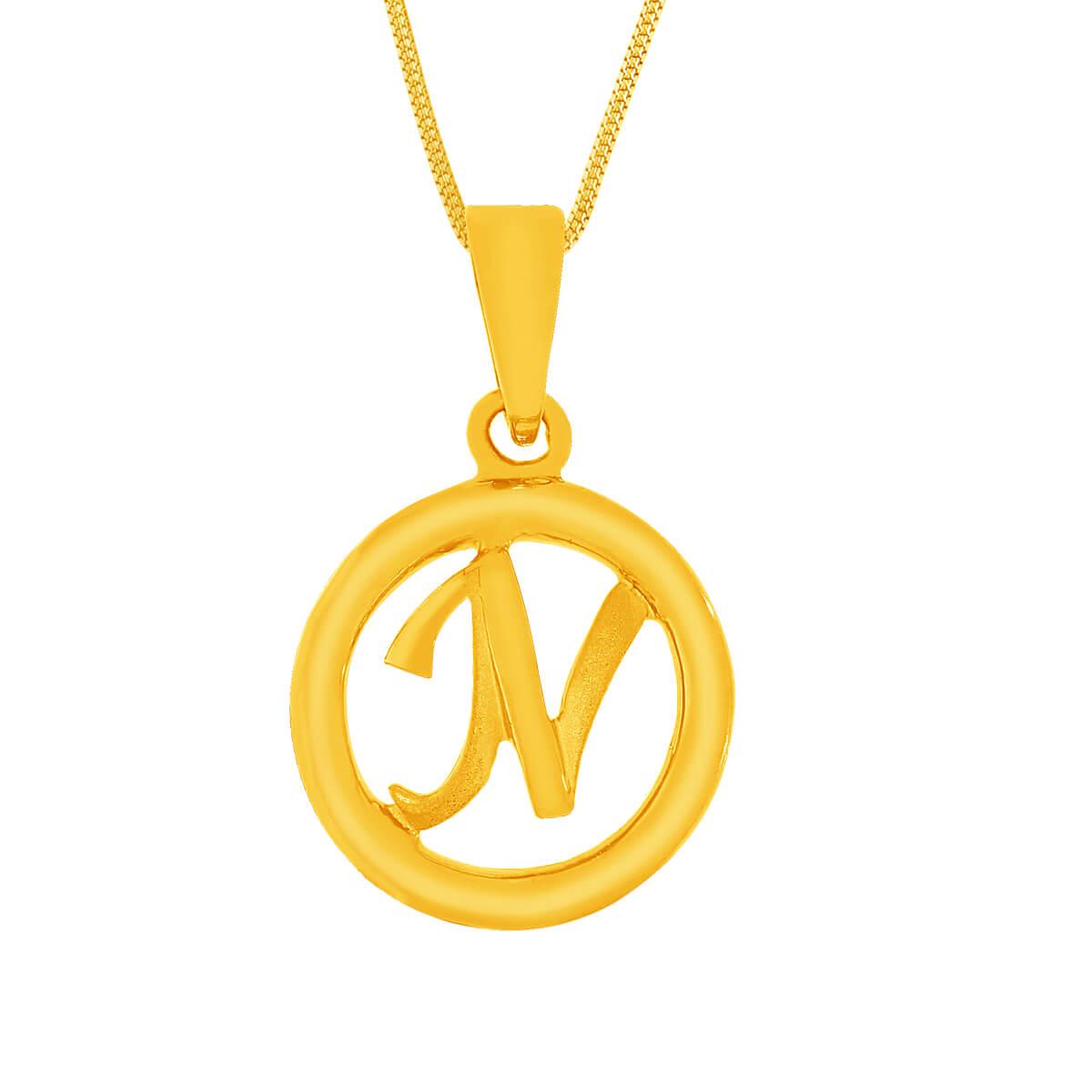 Glossy" N" Alphabet Gold Pendant