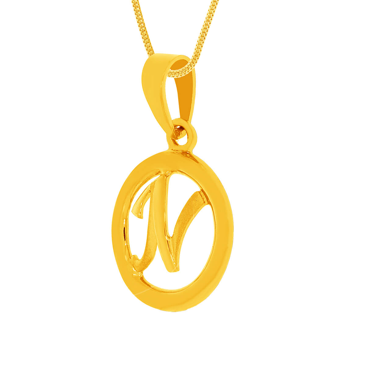 Glossy" N" Alphabet Gold Pendant