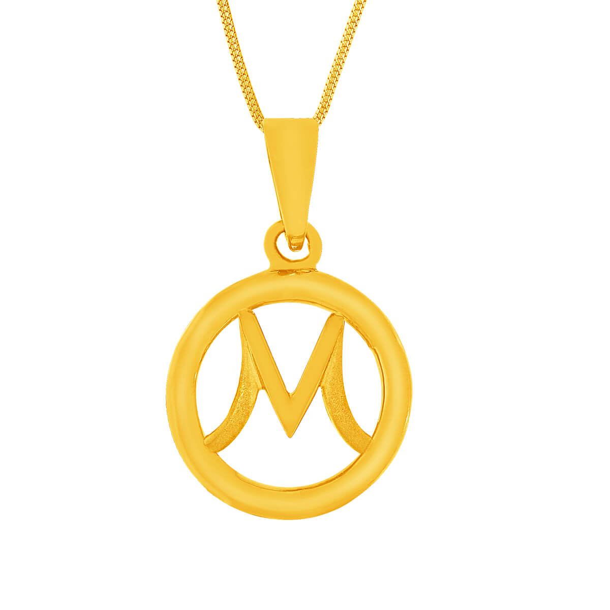 Stylish "M" Alphabet Gold Pendant