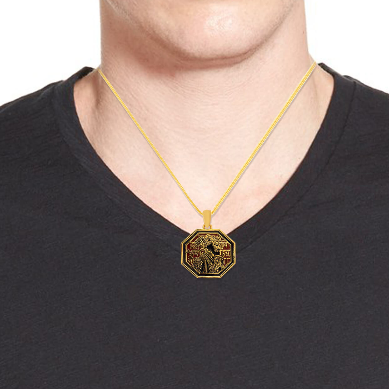 Royal Radiance Shivaji Maharaj Gold Pendant