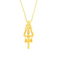 Majestic Divinity Trishul and Damaru 22K Gold Pendant