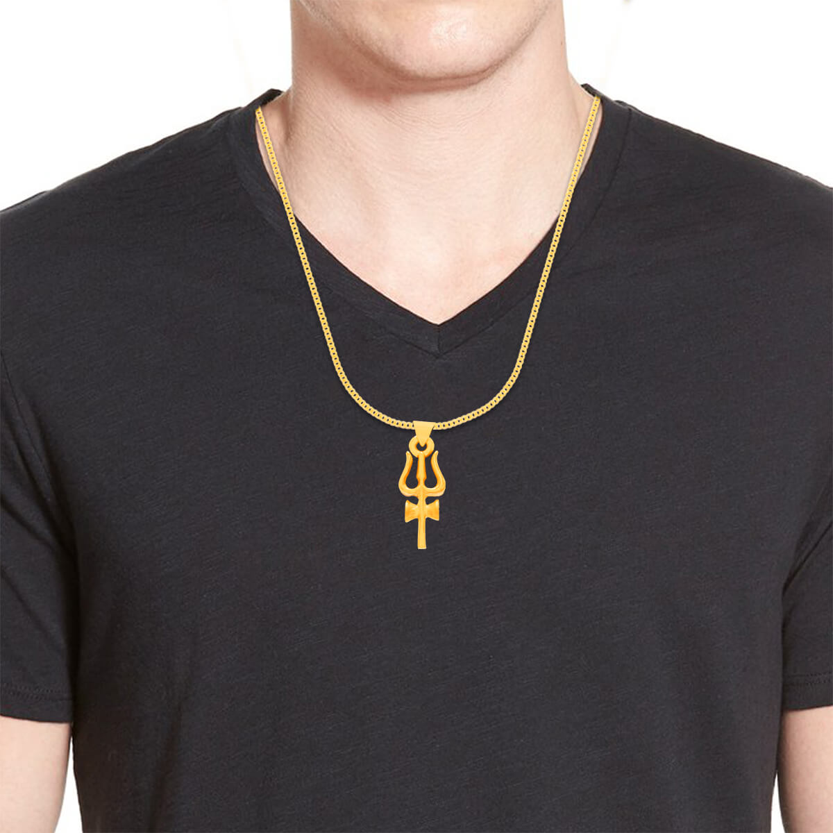 Majestic Divinity Trishul and Damaru 22K Gold Pendant