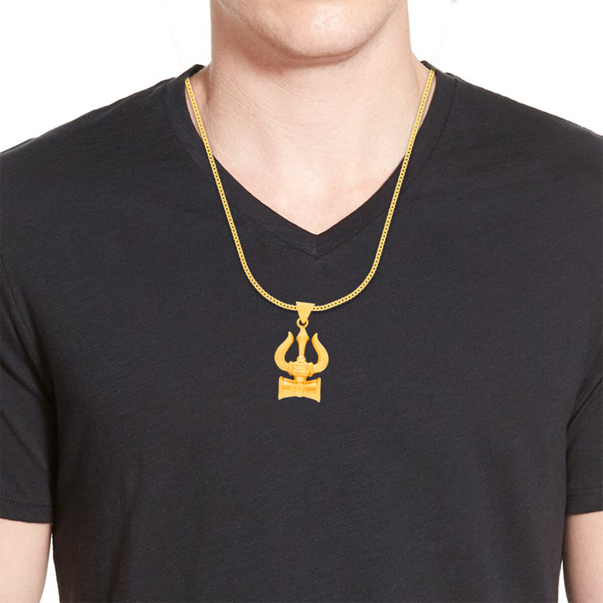 Divine Elegance Trishul Dumro 22K Gold Pendant