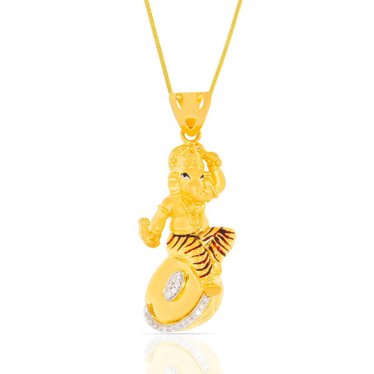 Majestic Ganesha Vignahartre Damaru 22K Gold Pendant