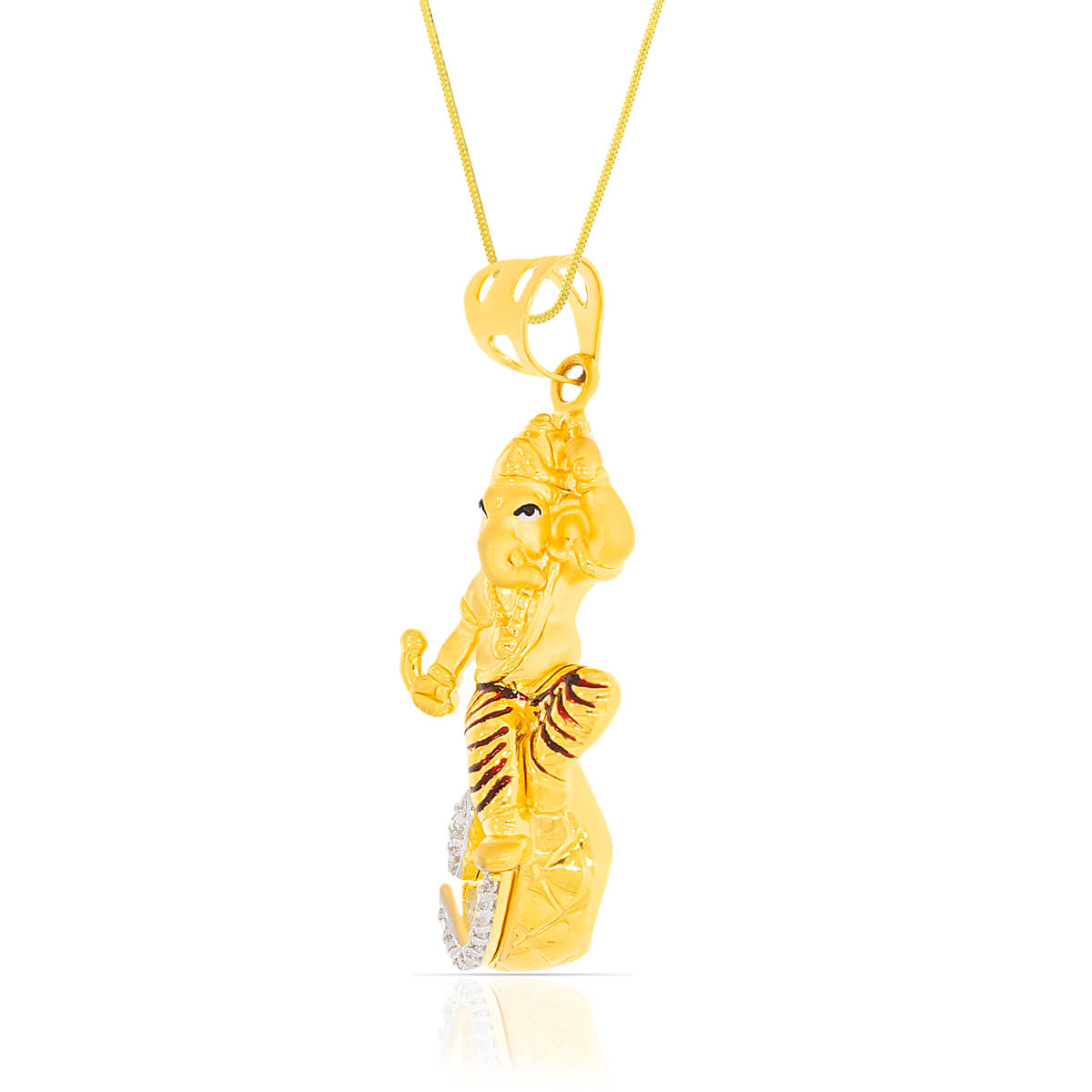 Majestic Ganesha Vignahartre Damaru 22K Gold Pendant