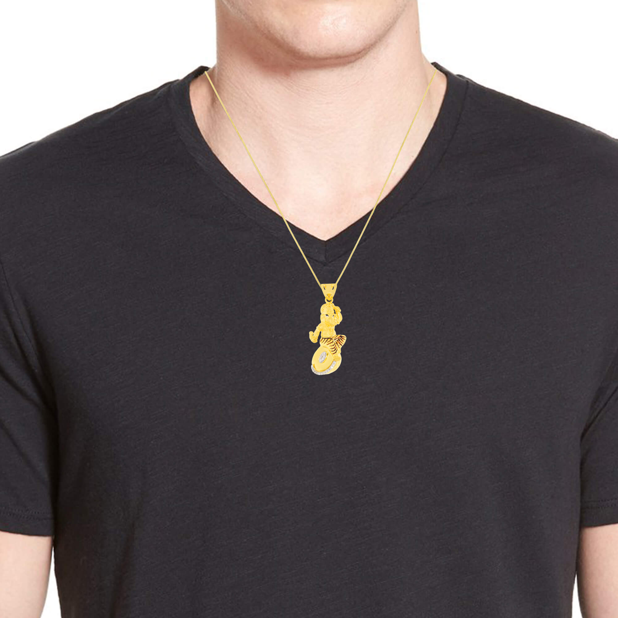 Majestic Ganesha Vignahartre Damaru 22K Gold Pendant