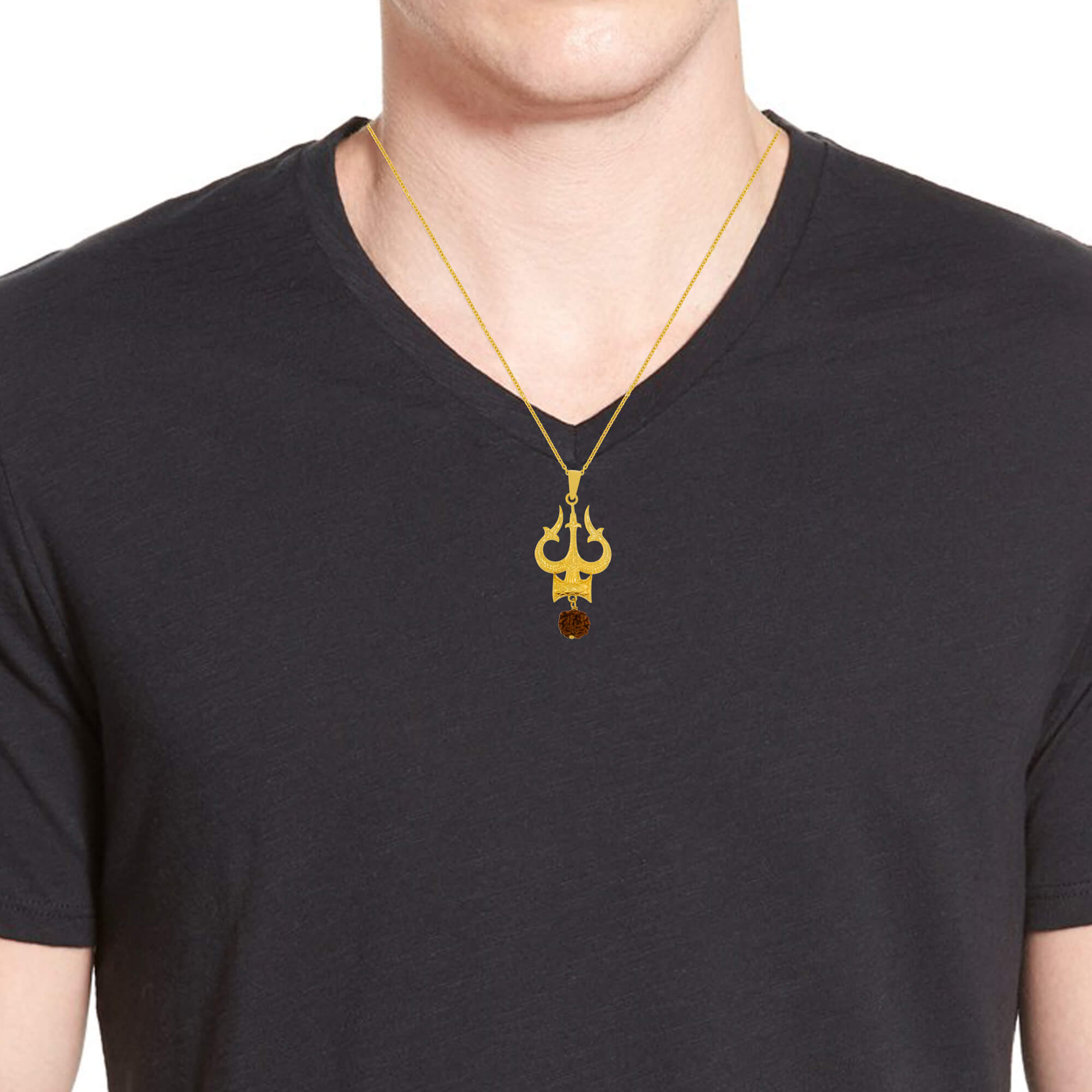 Enlightened Blessings Trishul Dumro 22K Gold Pendant