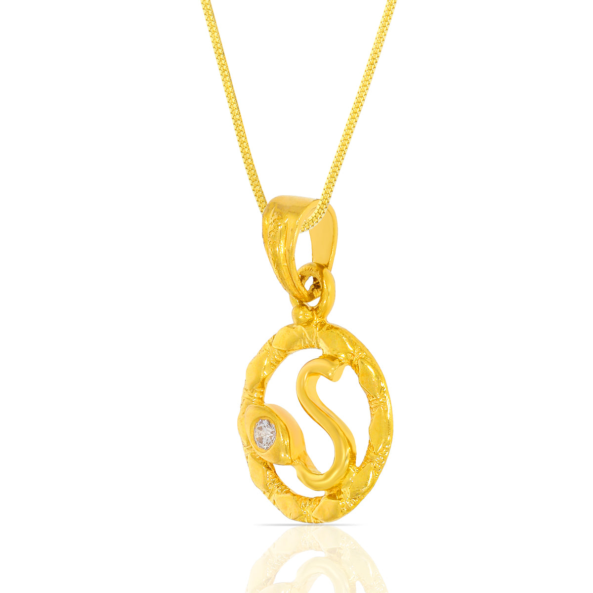 Serenity "S" Letter Gold Pendant