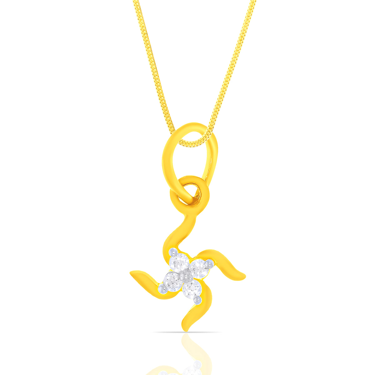 Floral Swastik Gold Pendant