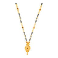 22K Gold Long Mangalsutra with Graceful Floral Motif