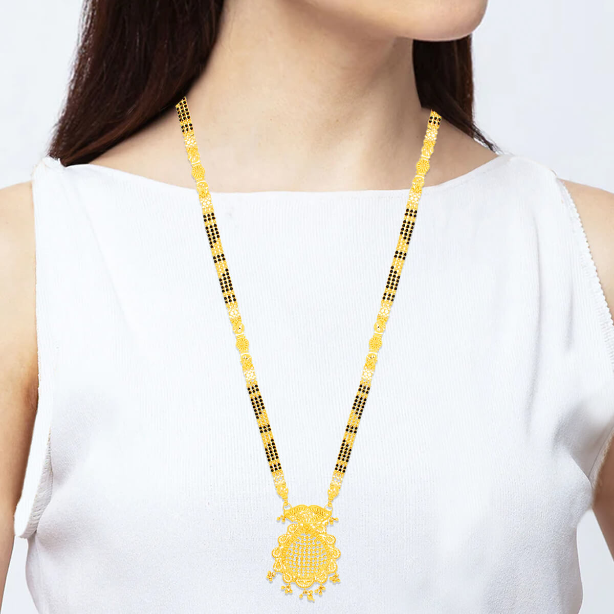 Finely Crafted 22K Marvelous Gold Long Mangalsutra