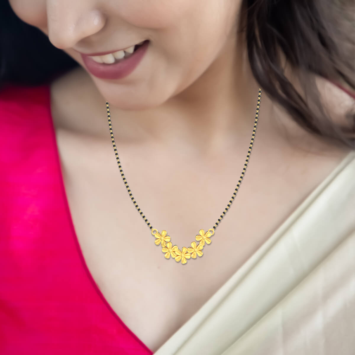 Golden Cherry Blossom 22K Mangalsutra Pendant
