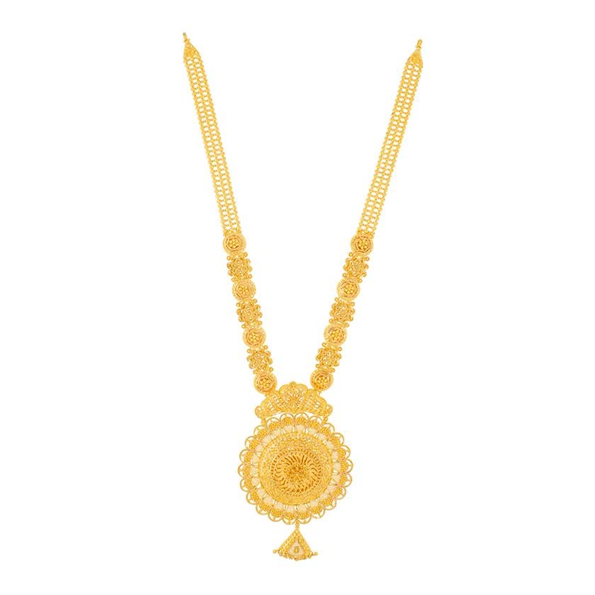 Glamorous Blossom Long Gold Necklace