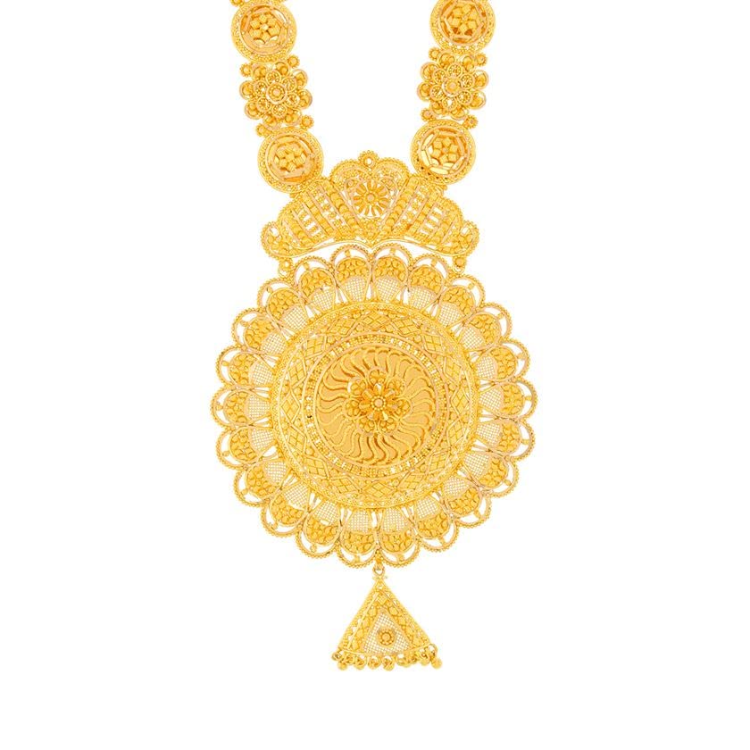 Glamorous Blossom Long Gold Necklace