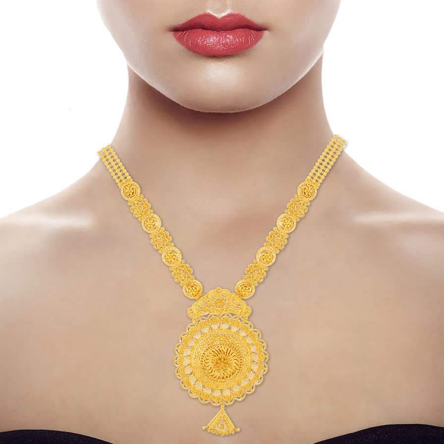 Glamorous Blossom Long Gold Necklace