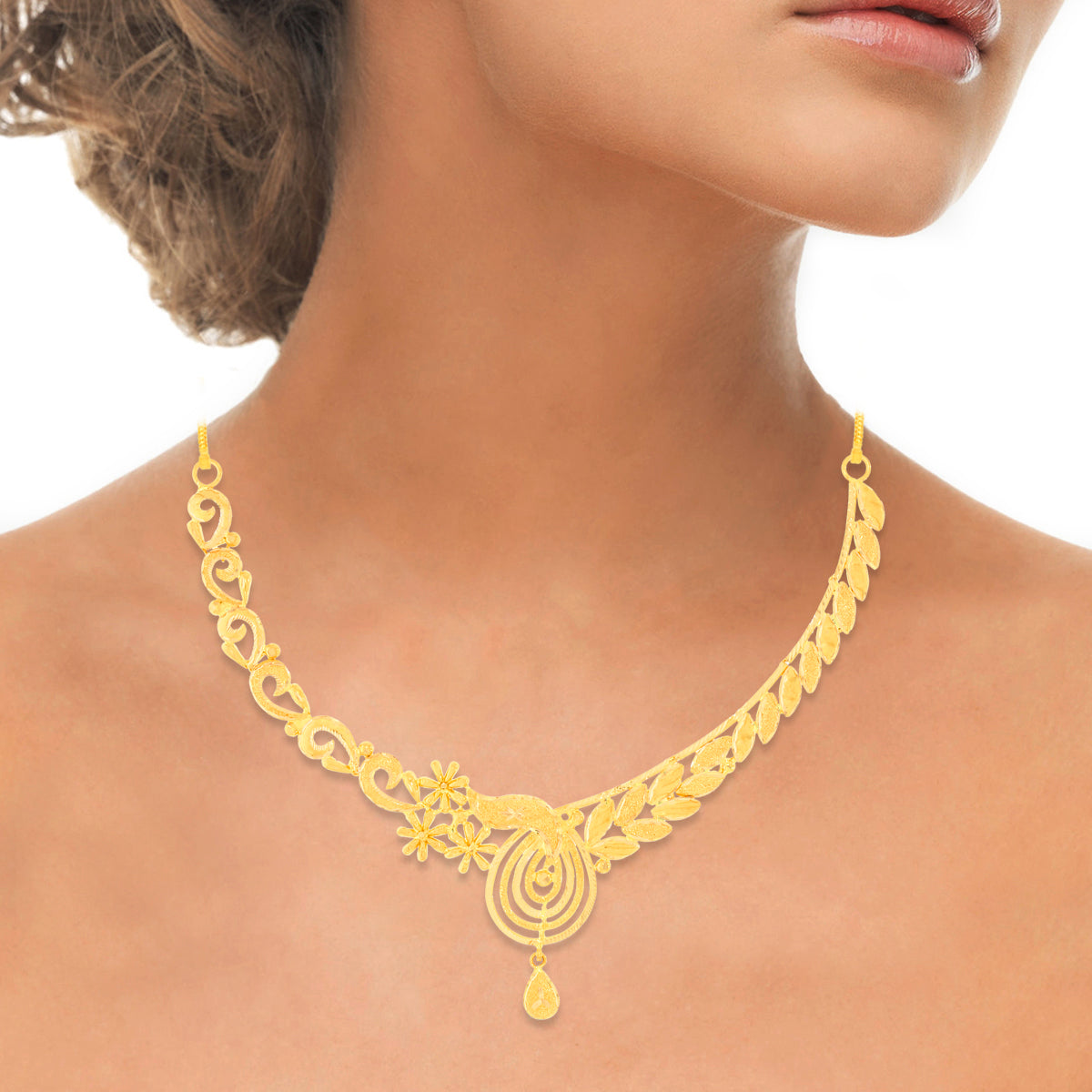 Paisley Radiance Gold Short Necklace