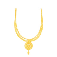 Refined Floral Gleam Gold Short Necklace