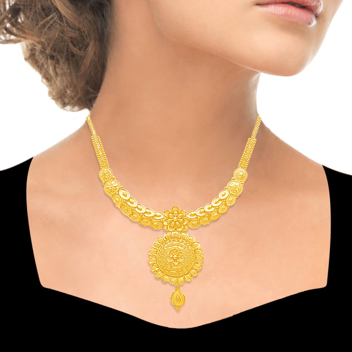 Majestic Blossom Gold Short Necklace