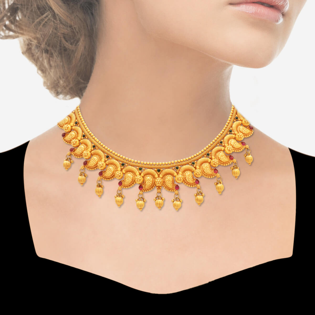 Paisley Grandeur Gold Short Necklace