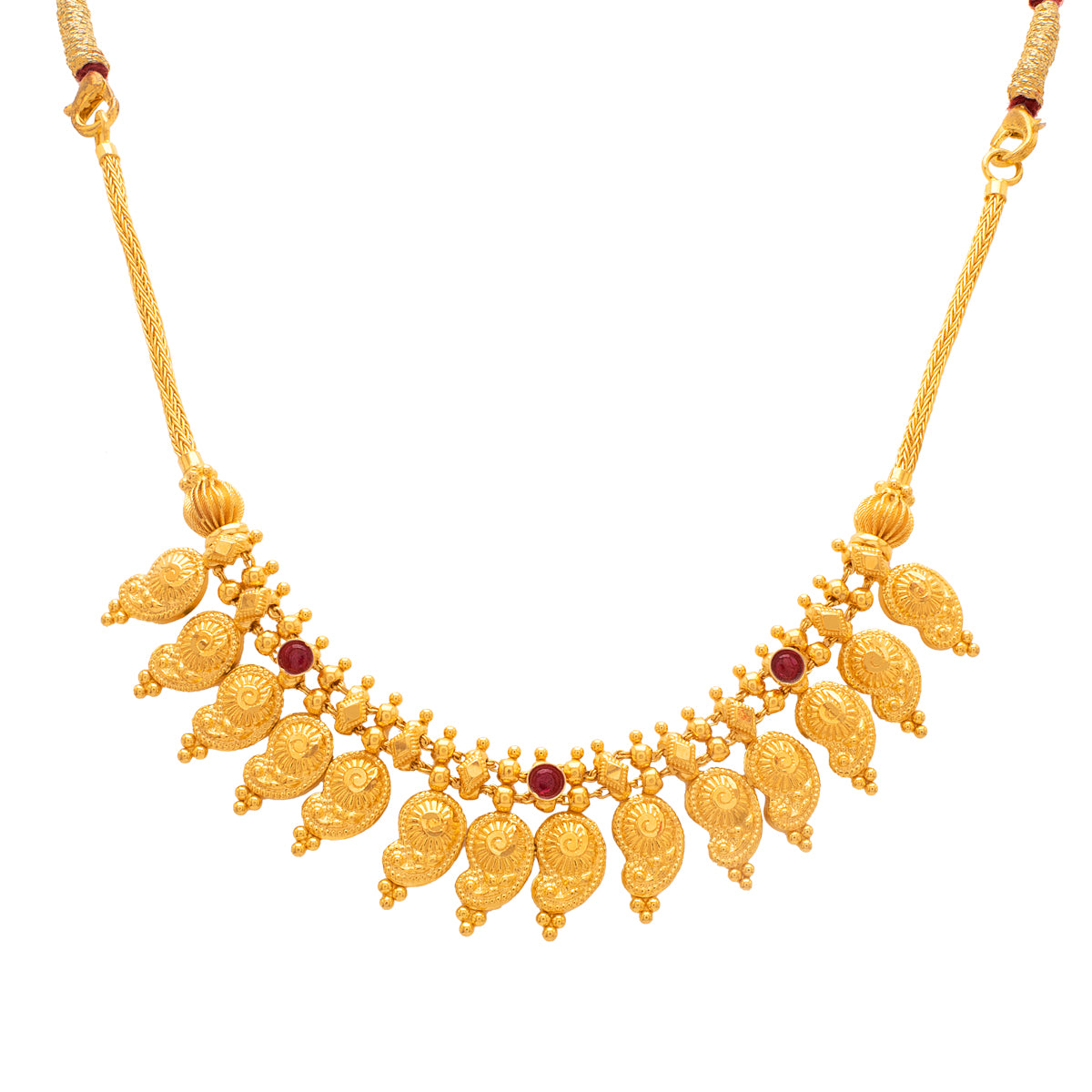 Luminous Paisley Gold Short Necklace and Earrings
