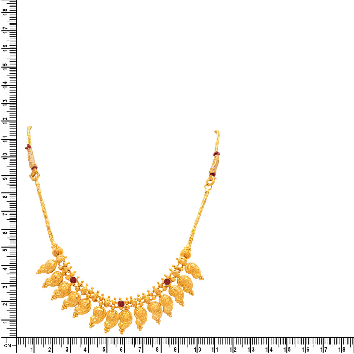 Luminous Paisley Gold Short Necklace and Earrings